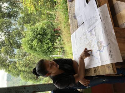 Woman with map in Colombia